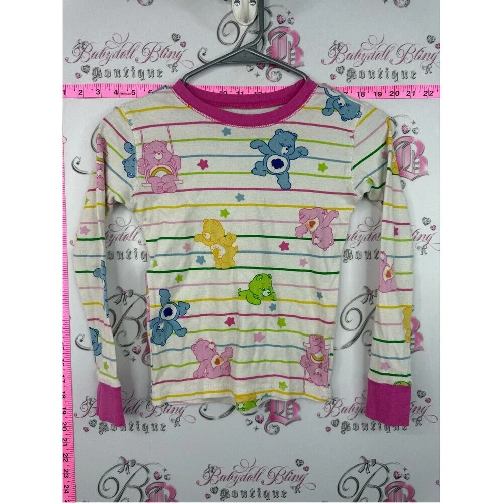 Care Bears Cream Striped Pajama Set with Pink Trim